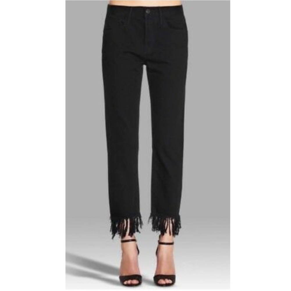 3x1 Straight Leg Jeans with Fringed Hem
